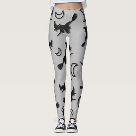Flying witter zwischen Halbmond zu Halloween-Nacht Leggings (Vorderseite)