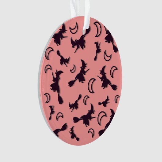 Flying witter zwischen Halbmond zu Halloween-Nacht Ornament (Vorderseite)