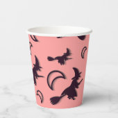 Flying witter zwischen Halbmond zu Halloween-Nacht Pappbecher (Rückseite)