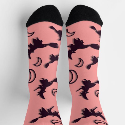 Flying witter zwischen Halbmond zu Halloween-Nacht Socken (Oben)