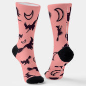 Flying witter zwischen Halbmond zu Halloween-Nacht Socken (Gewinkelt)
