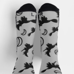 Flying witter zwischen Halbmond zu Halloween-Nacht Socken