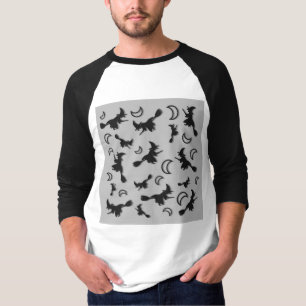 Flying witter zwischen Halbmond zu Halloween-Nacht T-Shirt