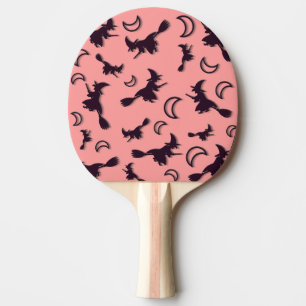Flying witter zwischen Halbmond zu Halloween-Nacht Tischtennis Schläger