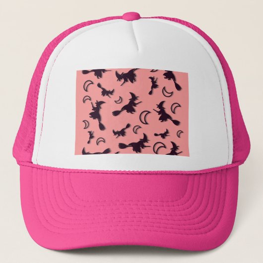 Flying witter zwischen Halbmond zu Halloween-Nacht Truckerkappe (Vorderseite)