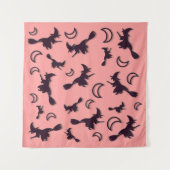 Flying witter zwischen Halbmond zu Halloween-Nacht Wandteppich (Vorderseite)