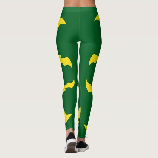 Flying Yellow Halloween Bats Leggings (Rückseite)