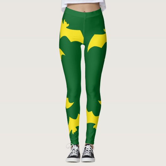Flying Yellow Halloween Bats Leggings (Vorderseite)