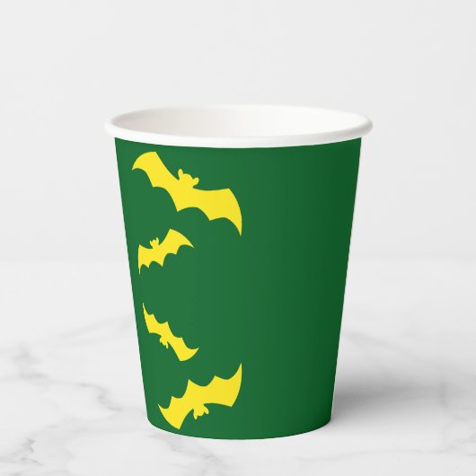 Flying Yellow Halloween Bats Pappbecher (Rückseite)