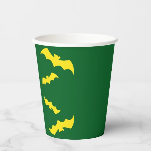 Flying Yellow Halloween Bats Pappbecher (Vorderseite)
