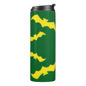 Flying Yellow Halloween Bats Thermosbecher (Nach links gedreht)