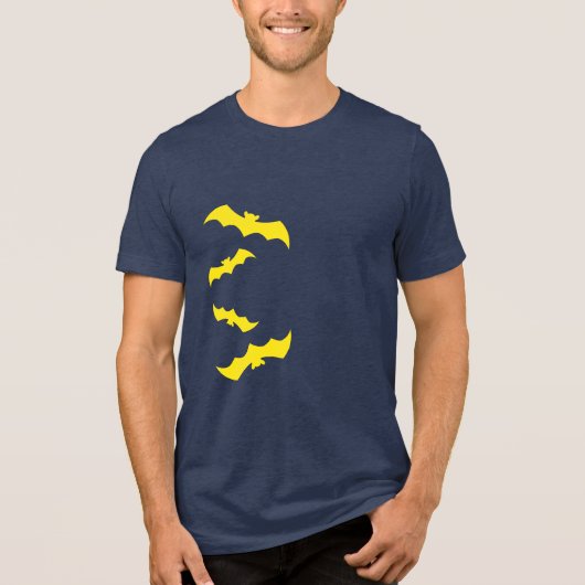 Flying Yellow Halloween Bats Tri-Blend Shirt (Vorderseite)