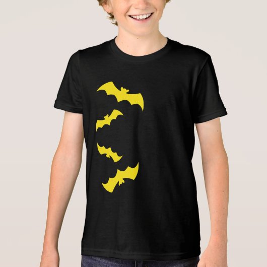 Flying Yellow Halloween Bats Tri-Blend Shirt (Vorderseite)