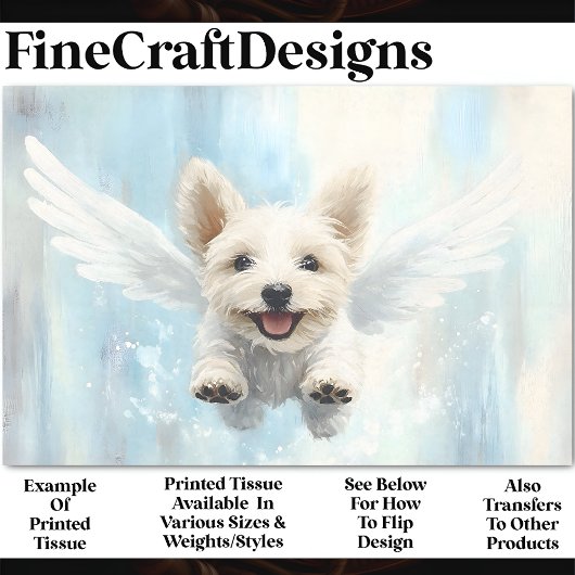 Flying Yorkshire Terrier with Wings AV1 Decoupage Seidenpapier
