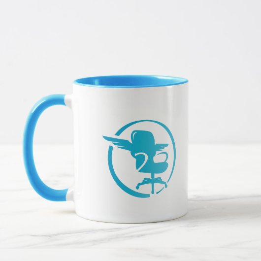FlyJSim - blaue Zwei-Ton FirmenTasse Tasse (Links)