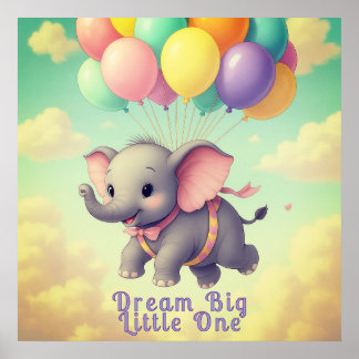 Flyng Baby Elephant mit individuellem Angebot, Kin Poster