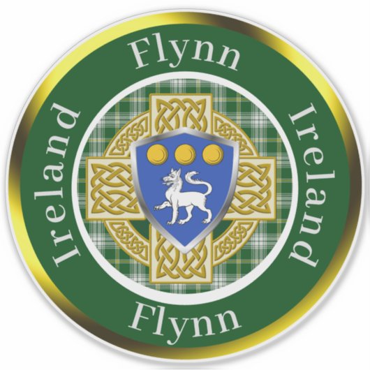 Flynn Shield & Celtic Cross Personalisiert Aufkleber (Vorderseite)