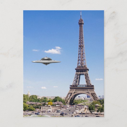 FLYSAUCER ÜBER PARIS POSTKARTE (Vorderseite)