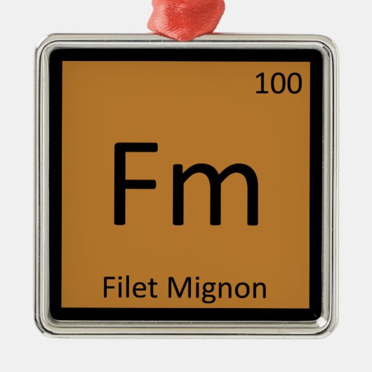 Fm - Filet Mignon Chemistry Periodisches Tabellens Ornament Aus Metall (Vorne)