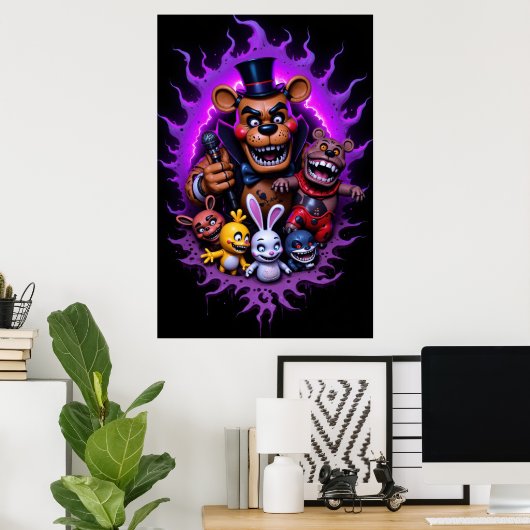 FNAF Animated Characters Gathering with Purple Poster (Heimbüro)