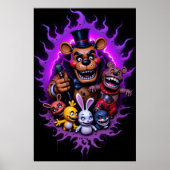 FNAF Animated Characters Gathering with Purple Poster (Vorne)