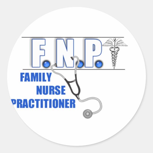 FNP LOGO STETHOSCOPE FAMILY NURSE PRACTITIONER RUNDER AUFKLEBER (Vorderseite)