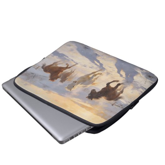 Foals at Play Laptopschutzhülle (Vorne Knopf)