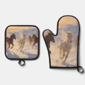 Foals at Play Ofenhandschuh & Topflappen-Set (Vorderseite)