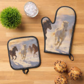 Foals at Play Ofenhandschuh & Topflappen-Set (Oben Unten)