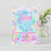 Foam Birthday Party Pool Splash Pad Gefärbte Krawa Einladung (Stehend Vorderseite)