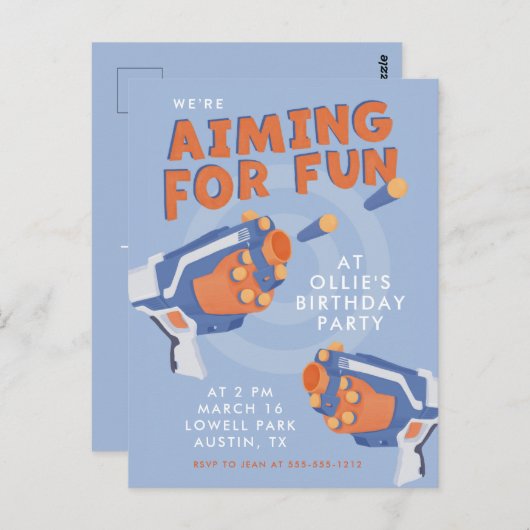 Foam Darts Design Einladung Postkarte (Vorne/Hinten)