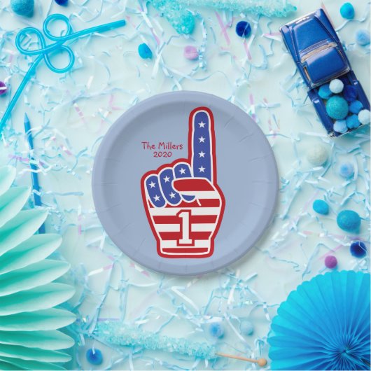 Foam Finger USA Papierplatte Pappteller (Party)