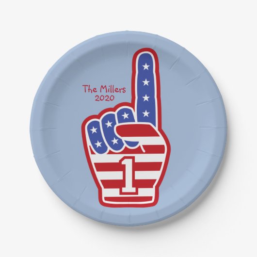 Foam Finger USA Papierplatte Pappteller (Vorderseite)