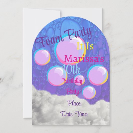 Foam Party Geburtstagseinladungen Einladung (Vorderseite)