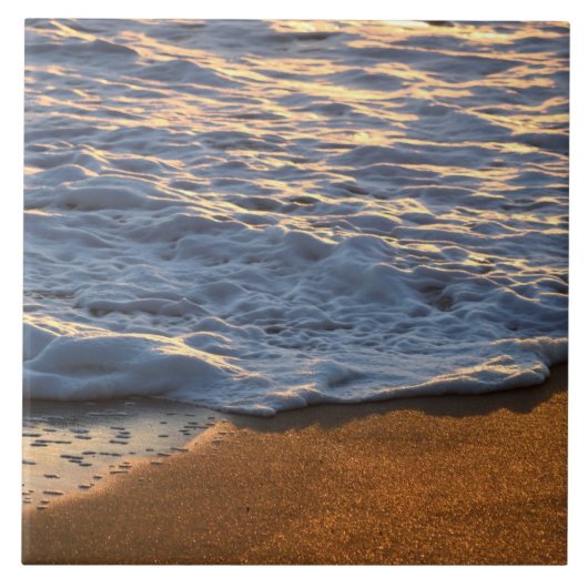 Foam surf Welle am Strand Fliese (Vorderseite)