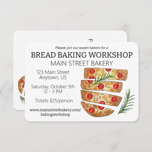 Focaccia Brot Breadmaking Bäckerei Workshop Einladung (Vorne/Hinten)