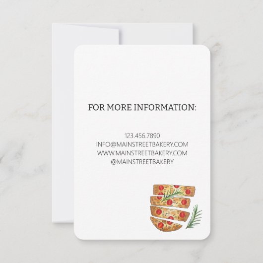 Focaccia Brot Breadmaking Bäckerei Workshop Einladung (Rückseite)