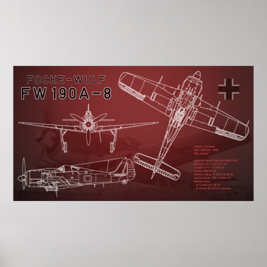 Focke-Wulf Fw 190 Blueprint Poster (Vorne)