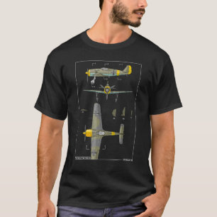 Focke Wulf Fw 190 German WW2 Flugzeug Diagramm T-Shirt