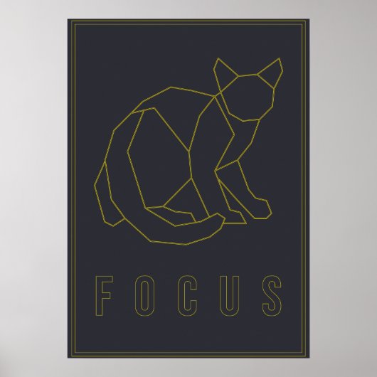 Focus Affirmation Poster einer gelben Origami-Katz (Vorne)