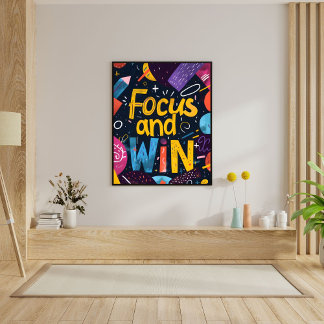 Focus And Win Motivating Success Quote Wall Art Poster