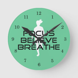 Focus Believe Breathe Sports Running Runde Wanduhr