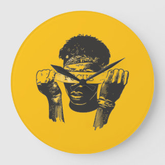 Focus Blindfold Motivational Street Art Illustrati Große Wanduhr