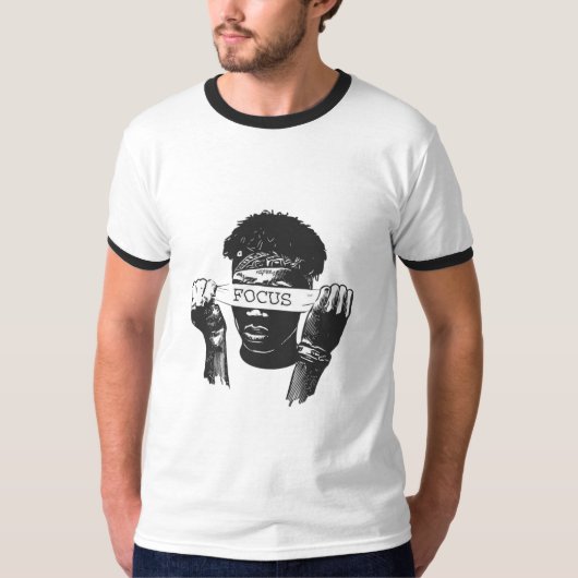 Focus Blindfold Motivational Street Art Illustrati T-Shirt (Vorderseite)