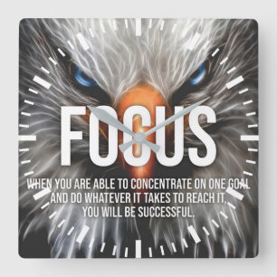 FOCUS - Eagle Motivational Quadratische Wanduhr