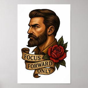 Focus Forward Tattoo Style Clipart PNG Poster