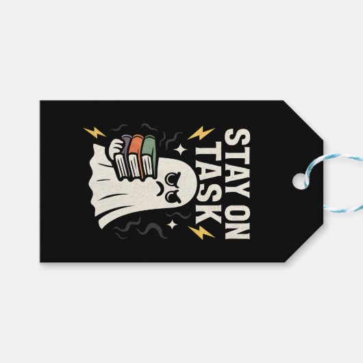 Focus Ghost - Halloween Back to School Design" Geschenkanhänger (Vorderseite (Horizontal))