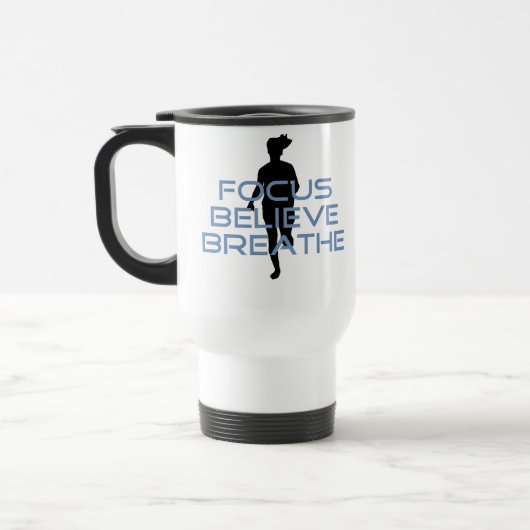 Focus Glaube Breathe Blue T - Shirt Reisebecher (Links)