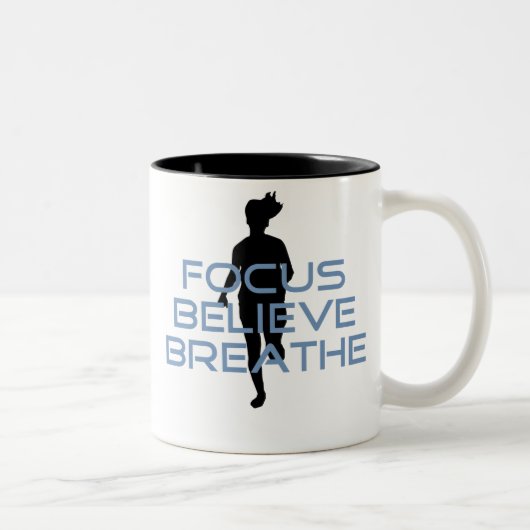 Focus Glaube Breathe Blue T - Shirt Zweifarbige Tasse (Rechts)