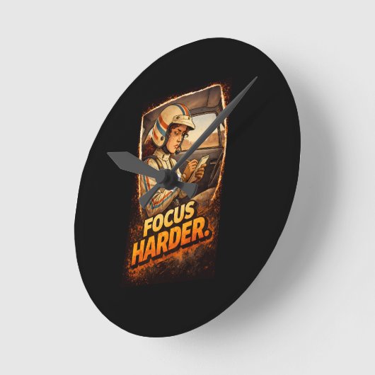 Focus Harder Runde Wanduhr (Winkel)